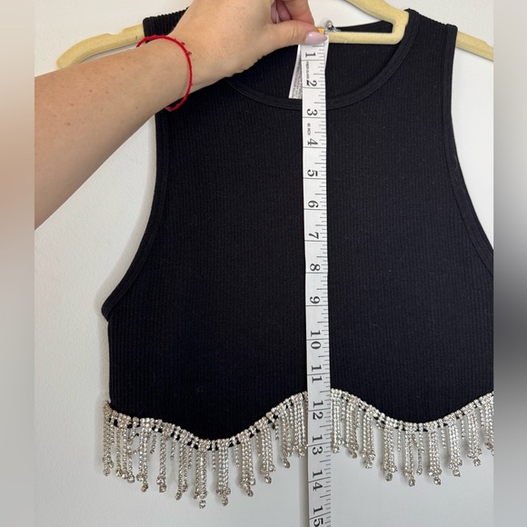 Zara Black Embellished Crop Tank Top - Picture 11 of 17